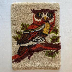 Owl Latch Hook Rug Home Decor Retro Decorative Handmade Vintage